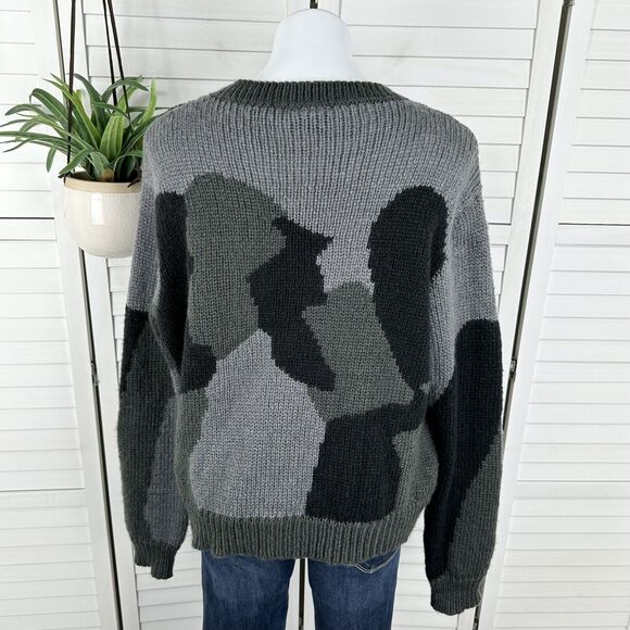 Wooden Ships Camo Pullover Sweater Wool Mohair Blend Soft Thick Knit Size M/L - Picture 4 of 8